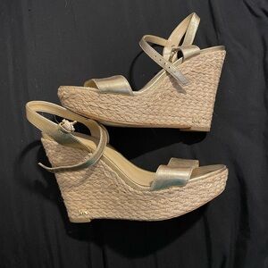 Michael Kors Metallic Gold Wedge Sandals